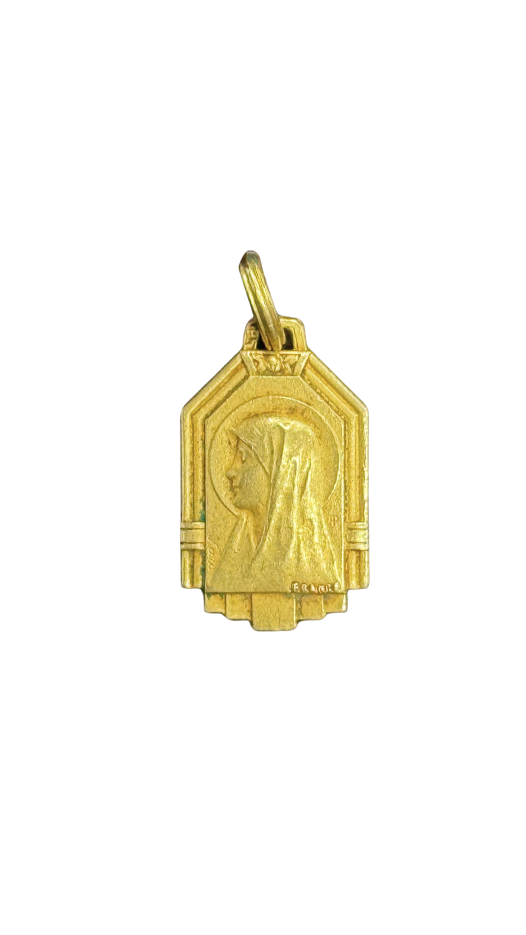 Gold-Plated Virgin Mary Profile with Floral Reverse