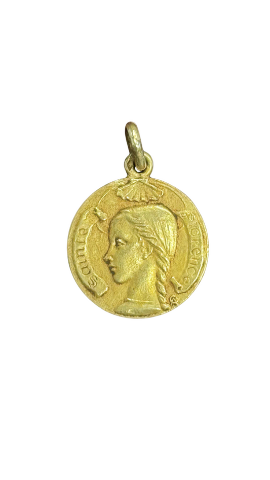 Antique Gold-Plated Sterling Silver Medal Sainte Florence