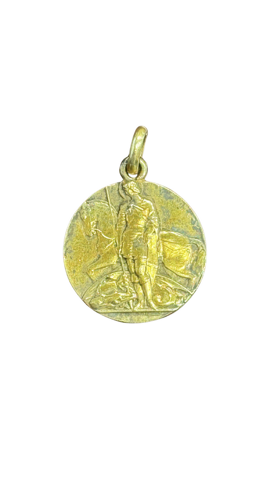 Antique Gold-Plated Sterling Silver Medal Joan of Arc