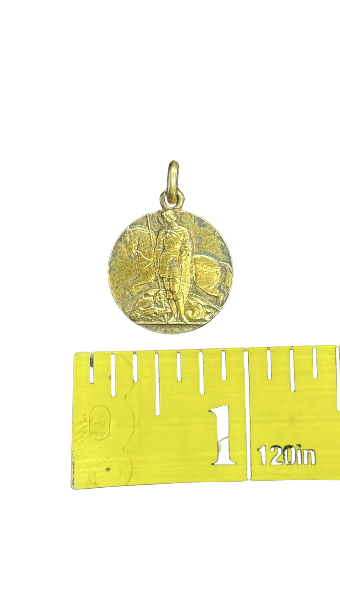 Antique Gold-Plated Sterling Silver Medal Joan of Arc