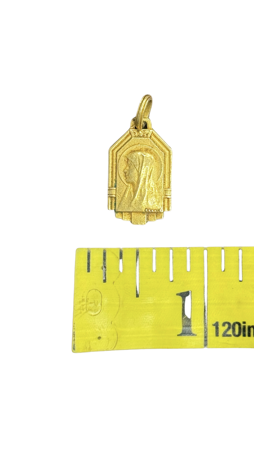 Gold-Plated Virgin Mary Profile with Floral Reverse