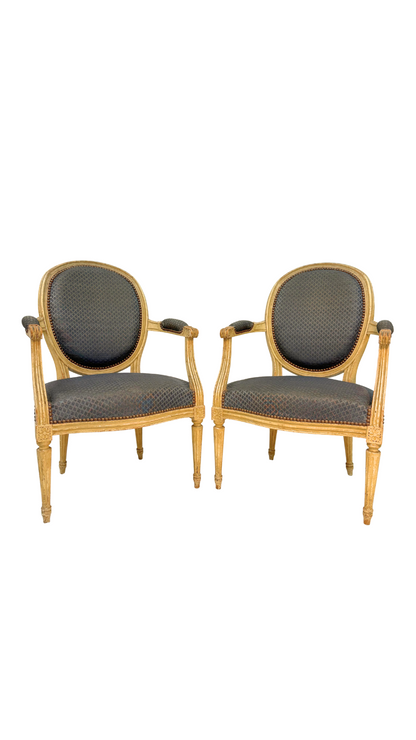 Pair of French Louis XVI-Style Fauteuils