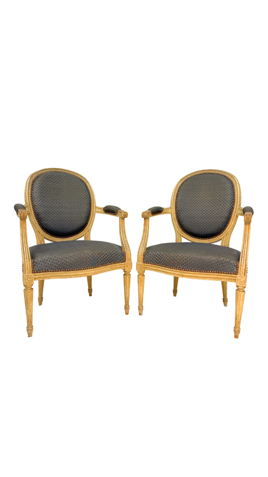 Pair of French Louis XVI-Style Fauteuils