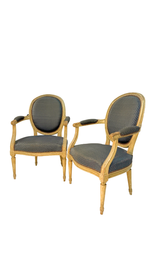 Pair of French Louis XVI-Style Fauteuils