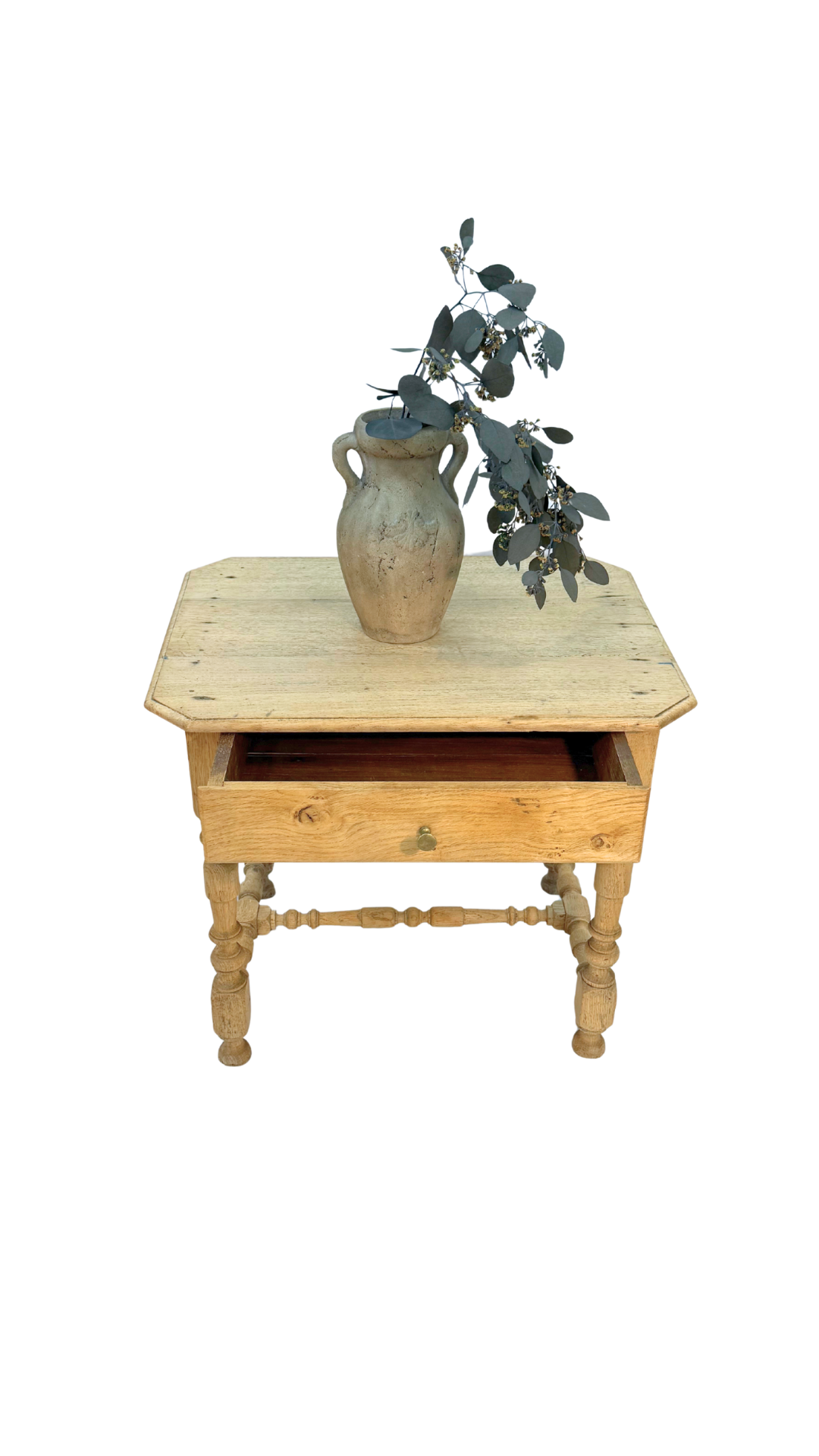 French Louis XIII Style Oak Table with Drawer