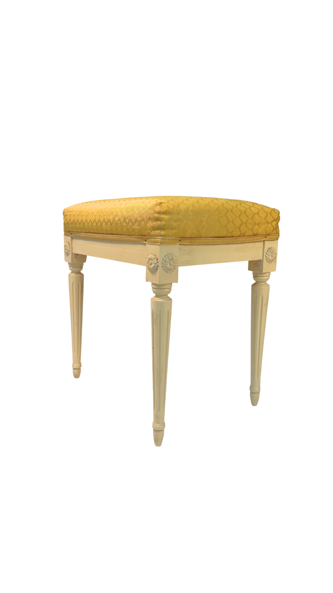 French Louis XVI Style Painted Bench with Upholstered Seat