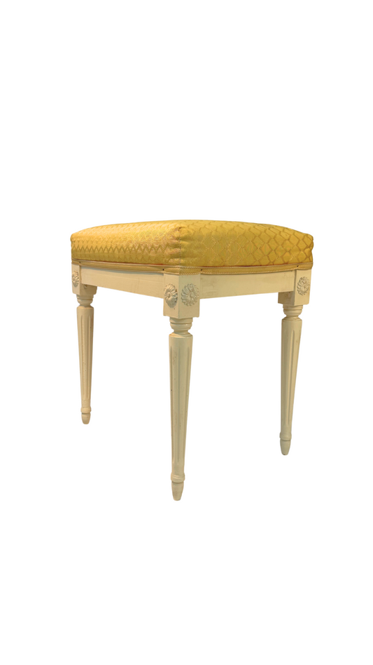 French Louis XVI Style Painted Bench with Upholstered Seat