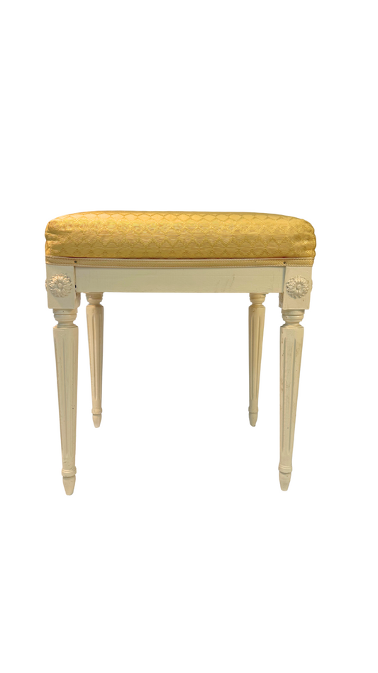 French Louis XVI Style Painted Bench with Upholstered Seat