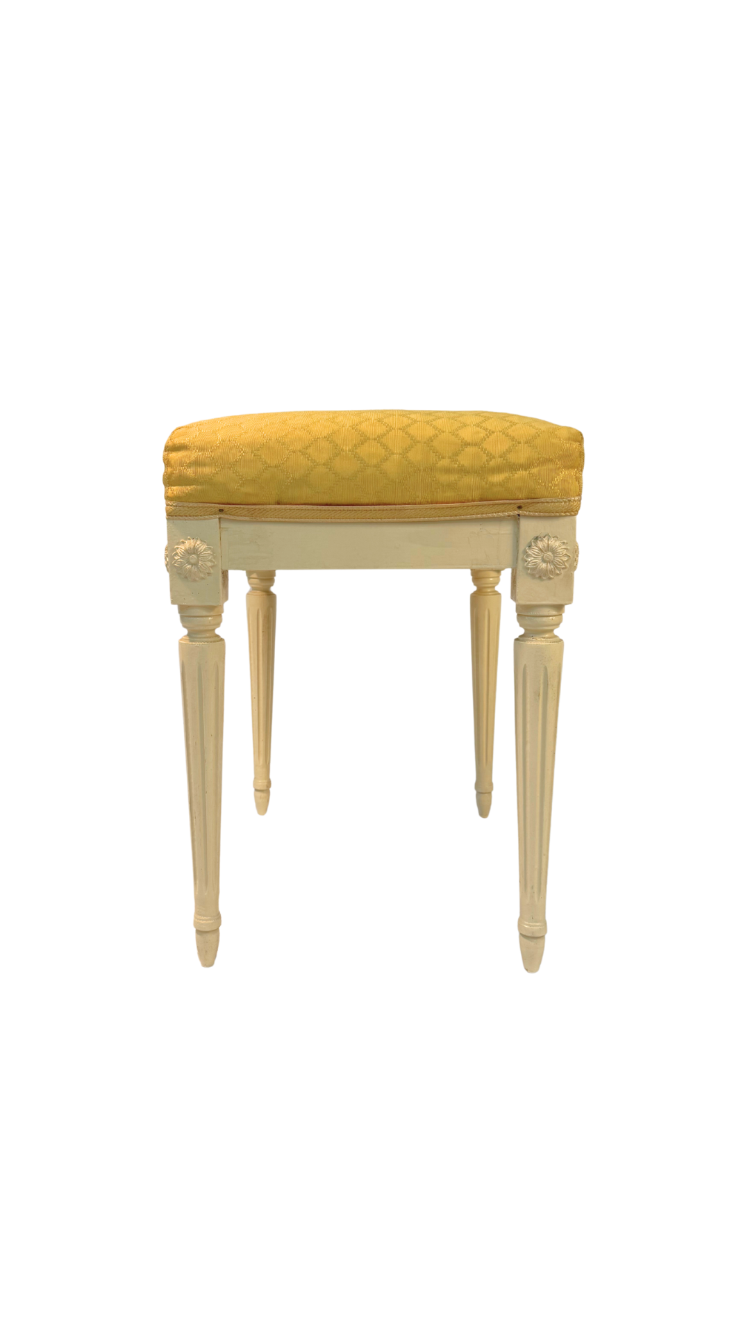French Louis XVI Style Painted Bench with Upholstered Seat