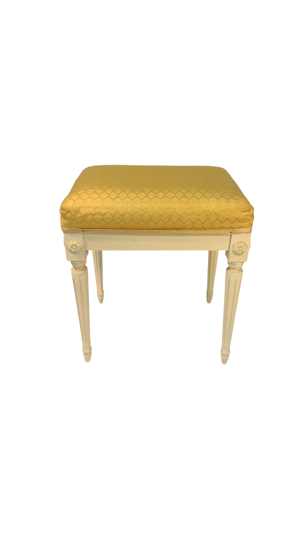 French Louis XVI Style Painted Bench with Upholstered Seat
