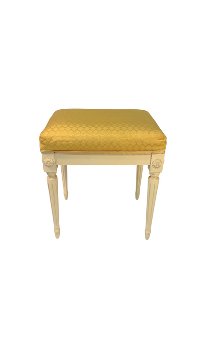 French Louis XVI Style Painted Bench with Upholstered Seat