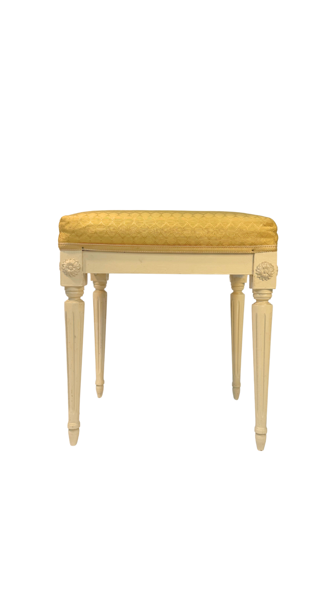 French Louis XVI Style Painted Bench with Upholstered Seat