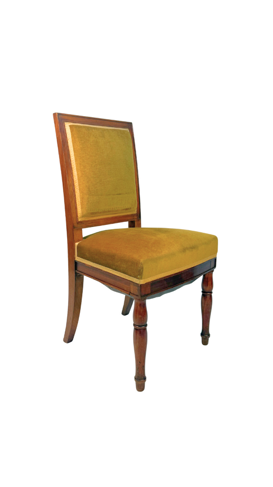 French Mahogany Side Chair with Velvet Upholstery
