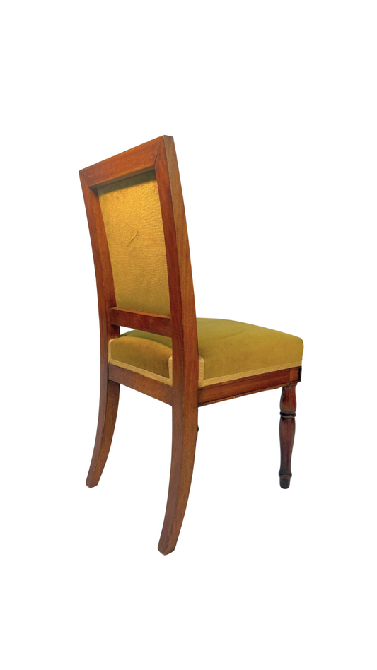 French Mahogany Side Chair with Velvet Upholstery