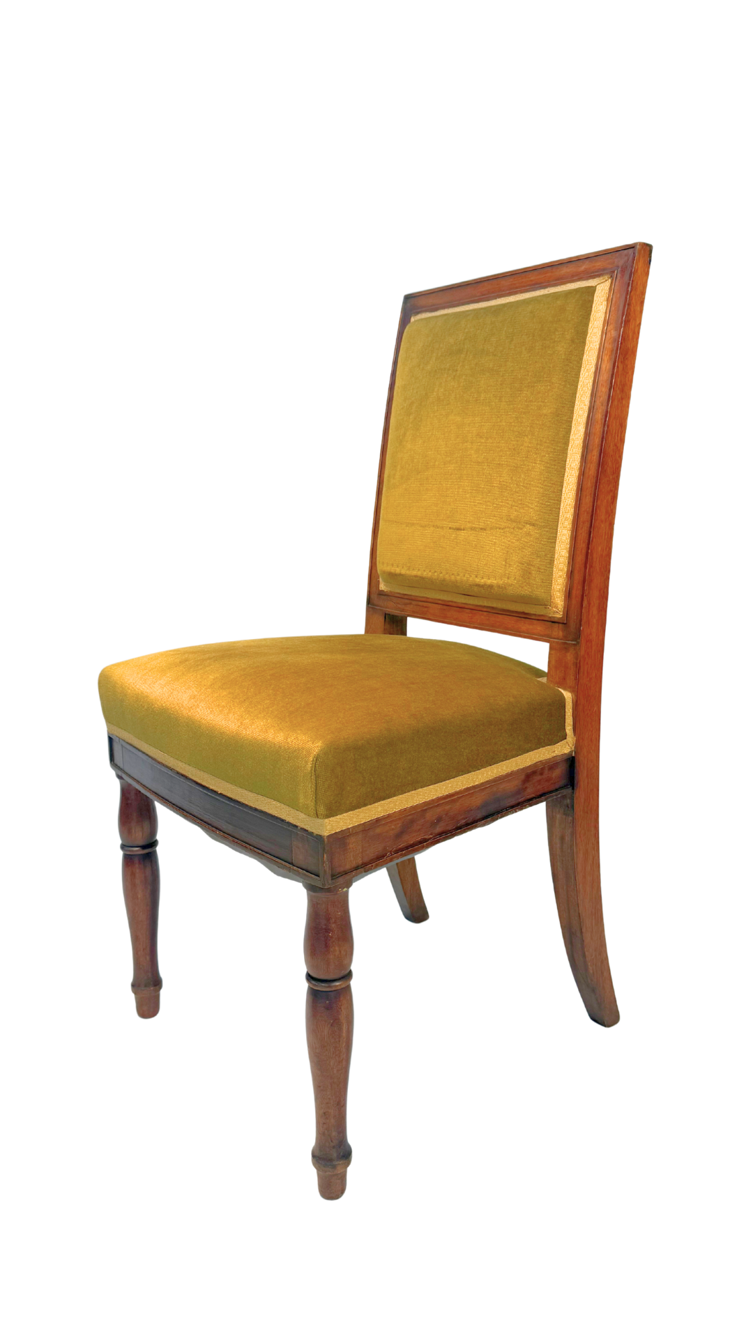 French Mahogany Side Chair with Velvet Upholstery