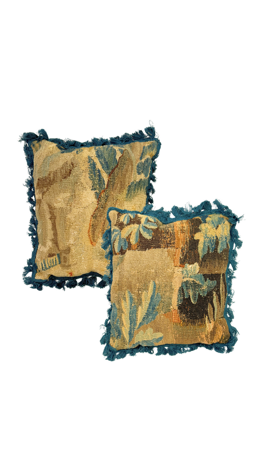 Pair of 18th-Century Tapestry Fragment Pillows