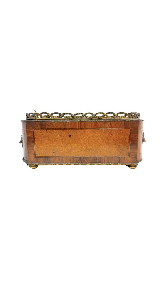 French Empire Revival Burl Wood & Ormolu Jardinière