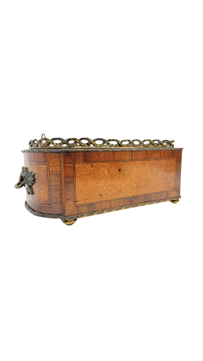 French Empire Revival Burl Wood & Ormolu Jardinière