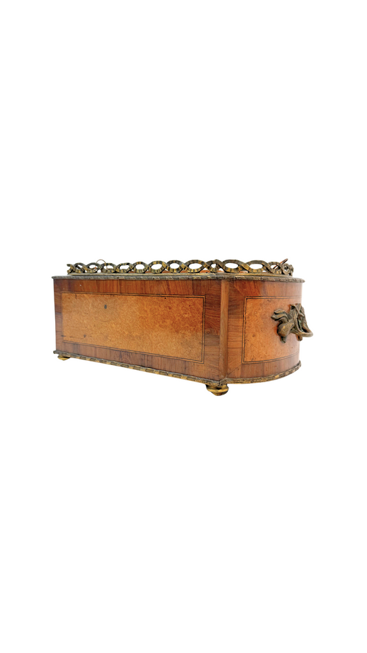 French Empire Revival Burl Wood & Ormolu Jardinière