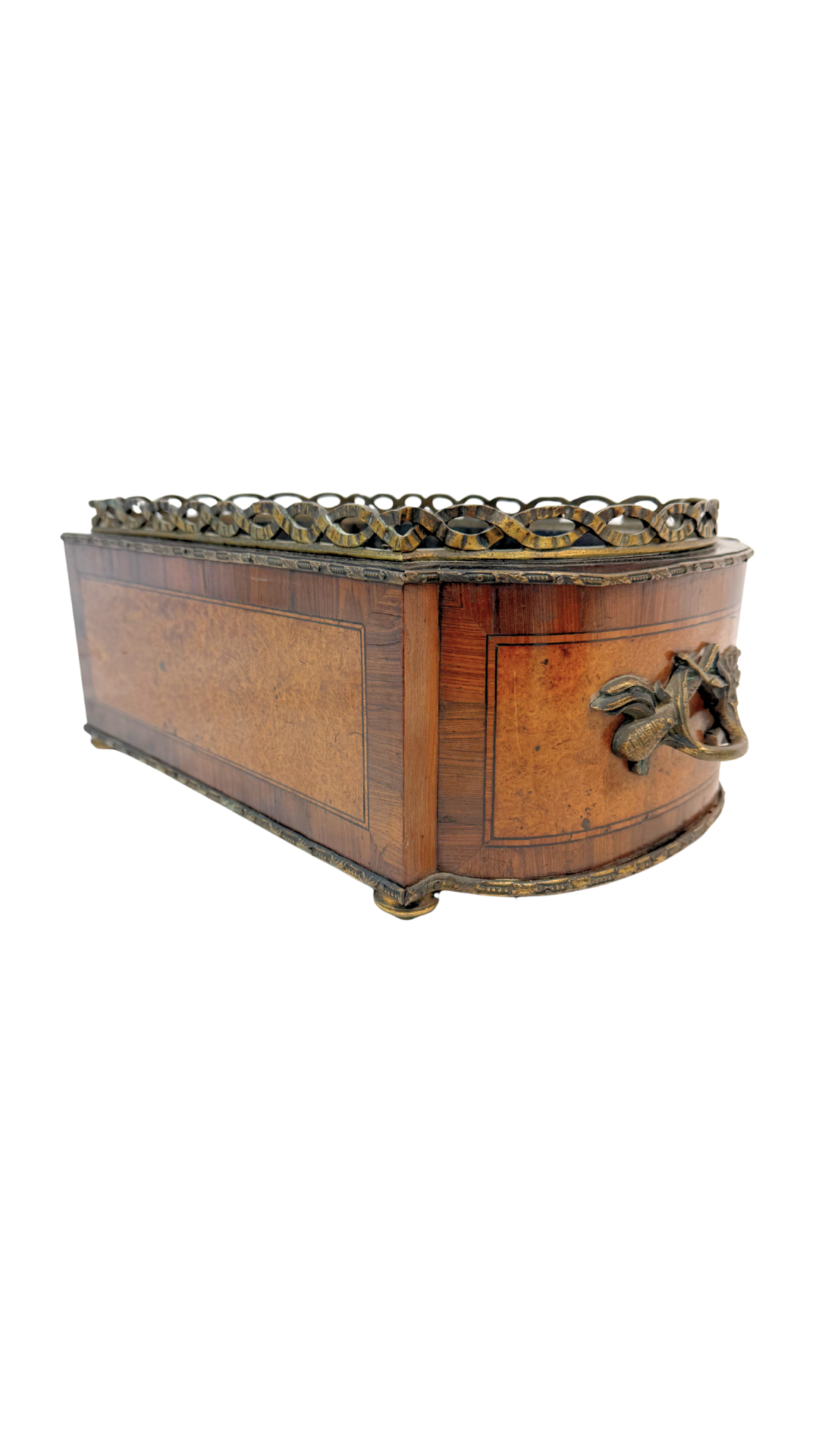 French Empire Revival Burl Wood & Ormolu Jardinière