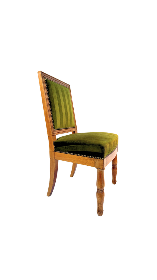 19th-Century French Empire Side Chair with Velvet Upholstery