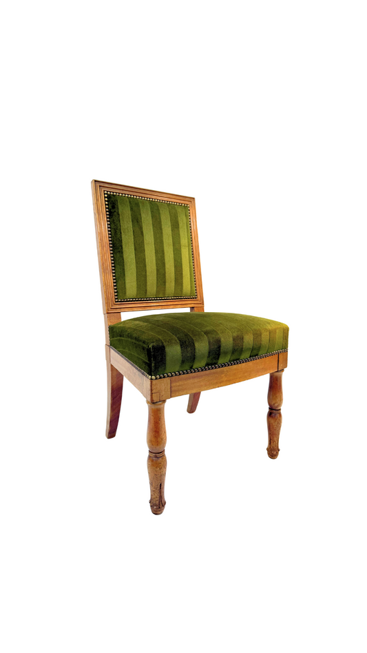 19th-Century French Empire Side Chair with Velvet Upholstery