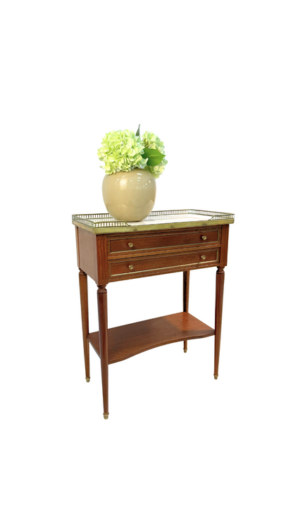 French Louis XVI Style Mahogany Console Table with Marble Top