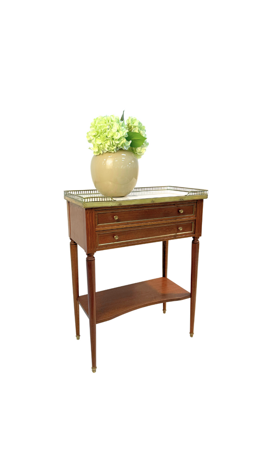 French Louis XVI Style Mahogany Console Table with Marble Top