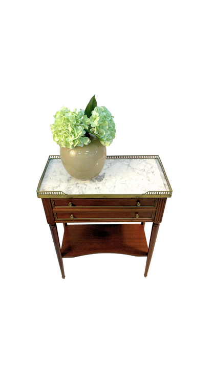 French Louis XVI Style Mahogany Console Table with Marble Top