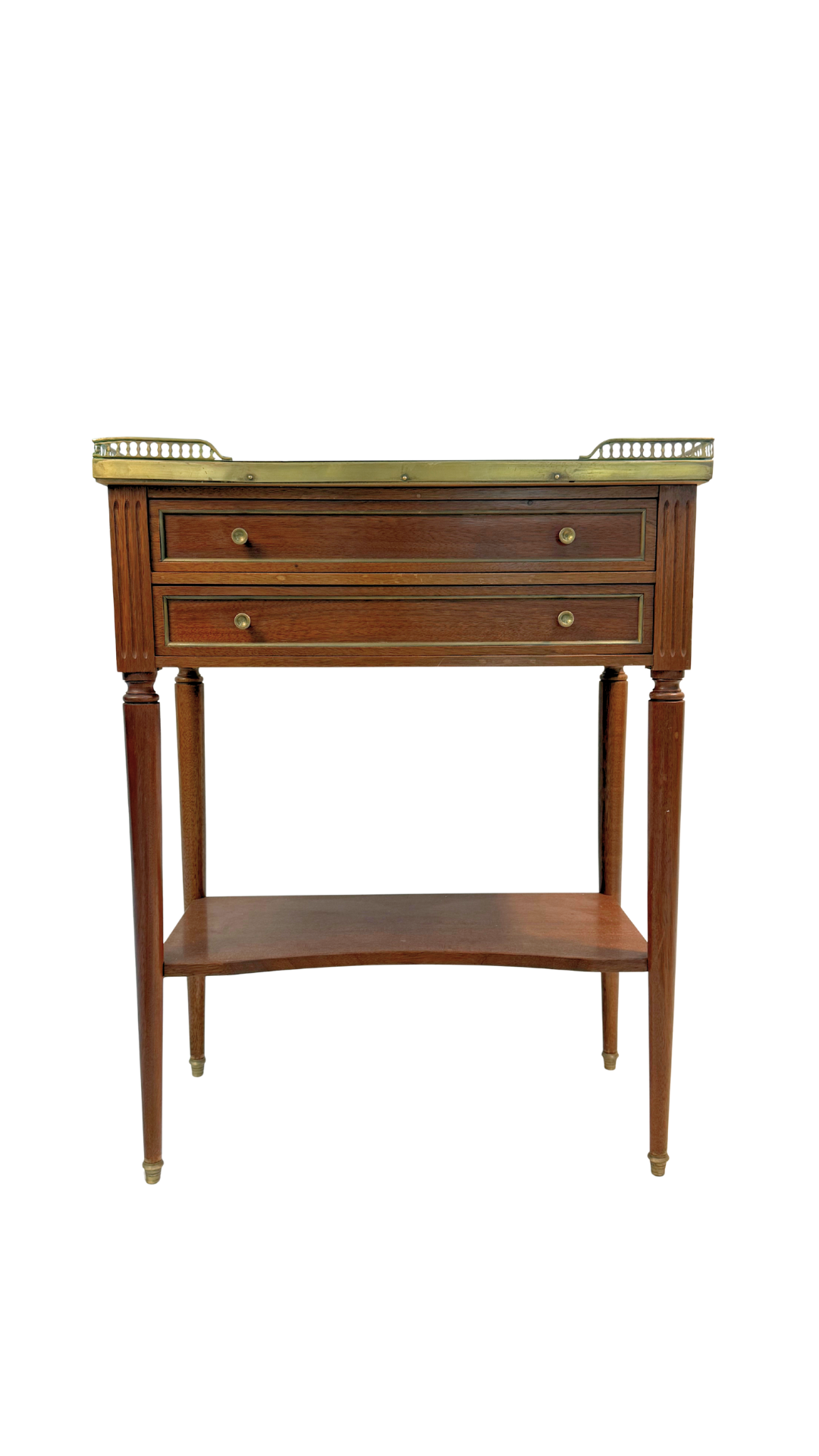 French Louis XVI Style Mahogany Console Table with Marble Top