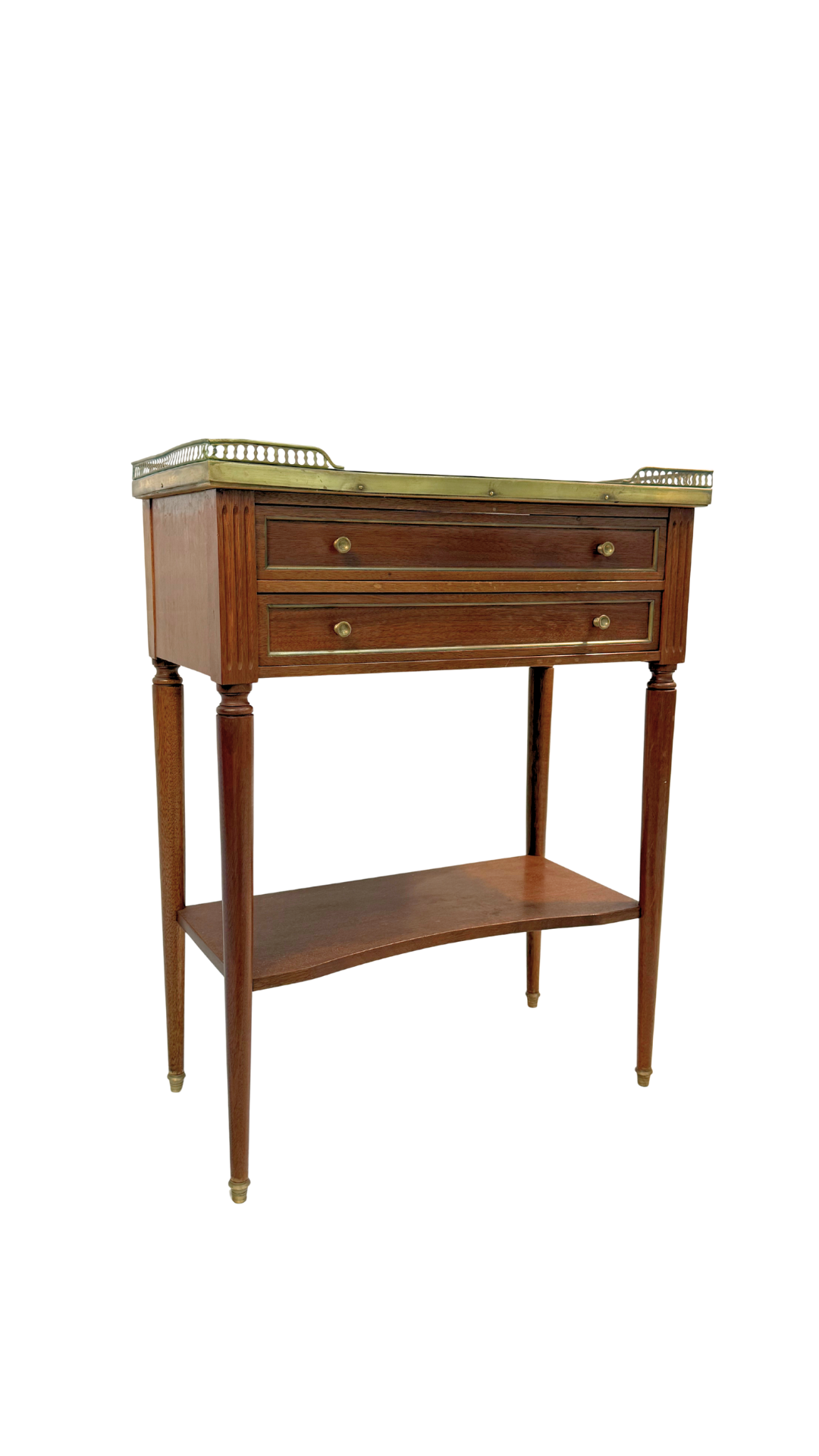 French Louis XVI Style Mahogany Console Table with Marble Top