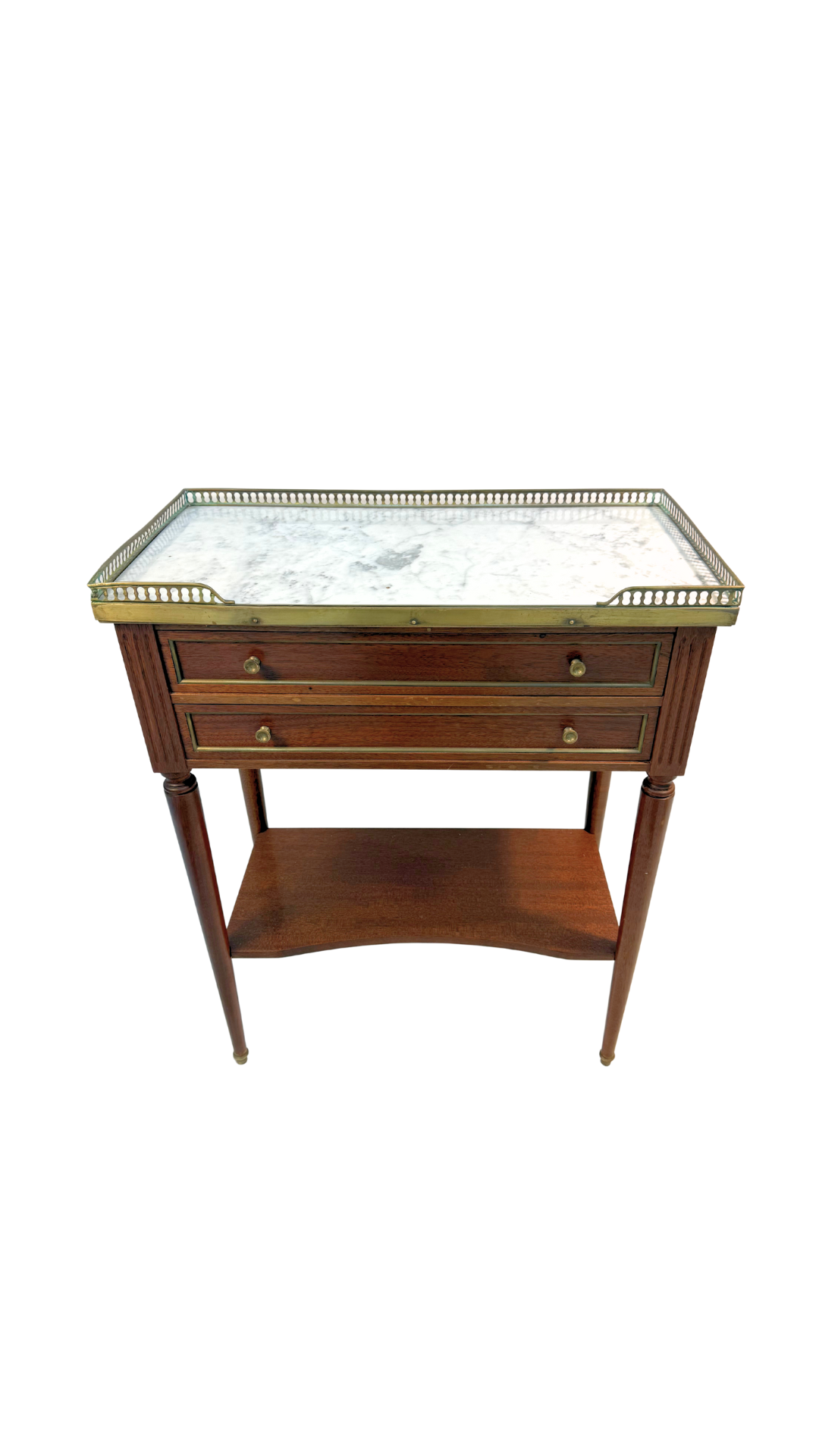 French Louis XVI Style Mahogany Console Table with Marble Top