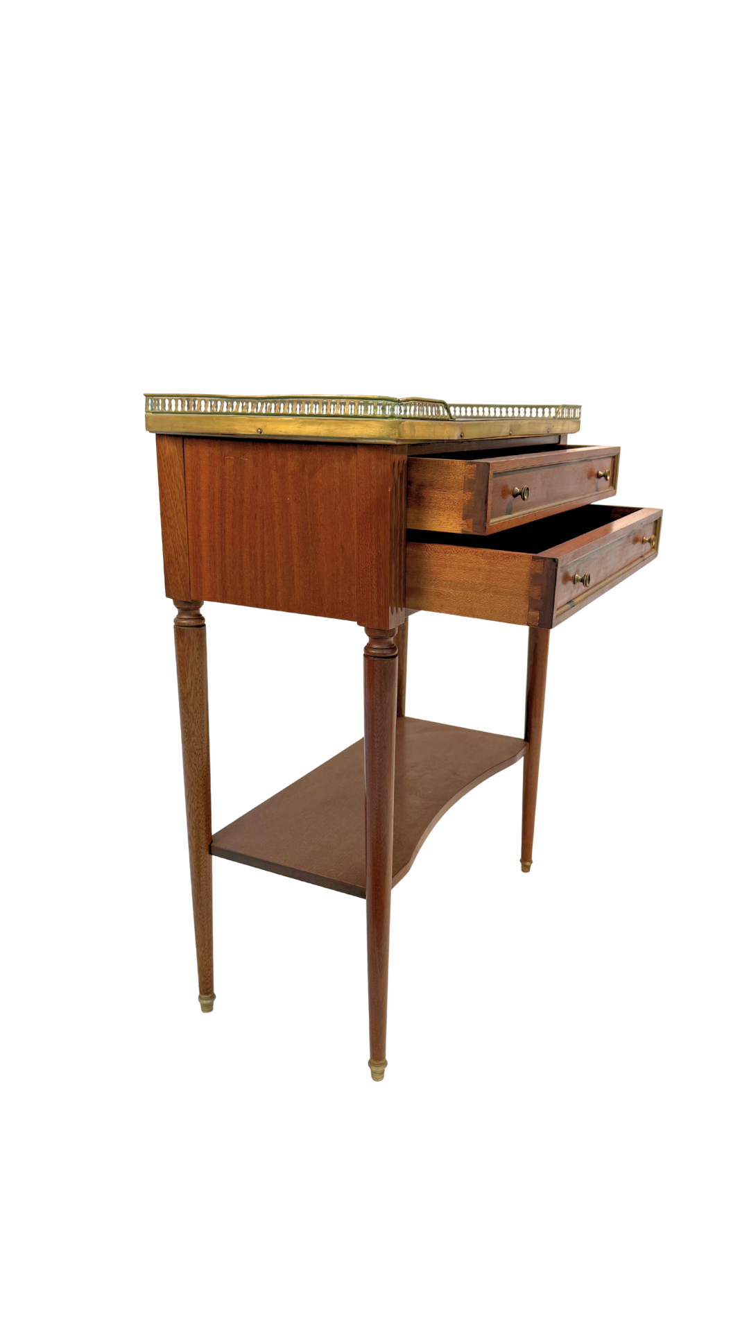 French Louis XVI Style Mahogany Console Table with Marble Top