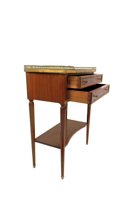 French Louis XVI Style Mahogany Console Table with Marble Top