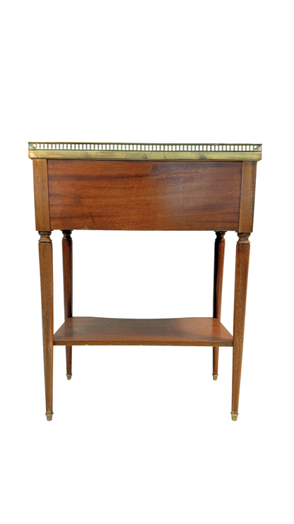 French Louis XVI Style Mahogany Console Table with Marble Top