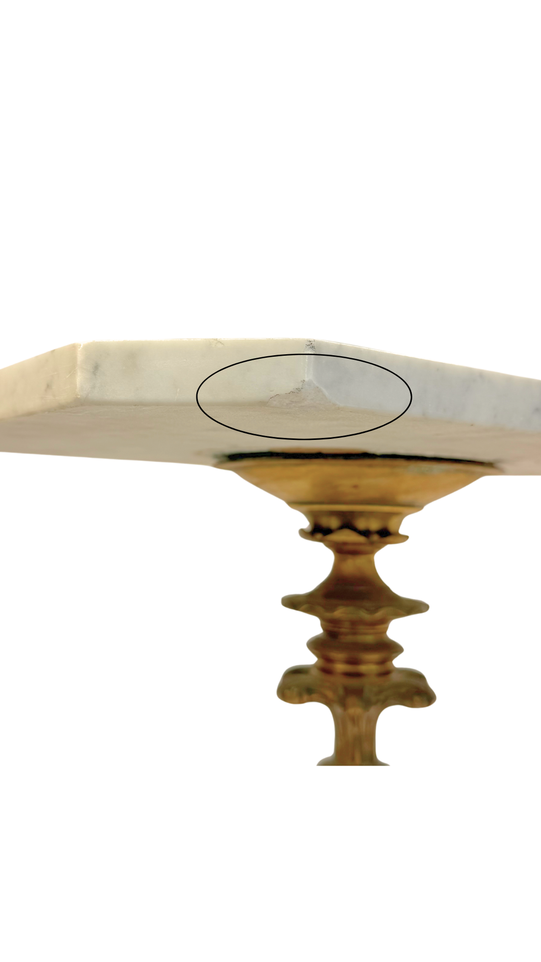 Pair of French Bistro Marble-Top Gueridons with Gilt Bases