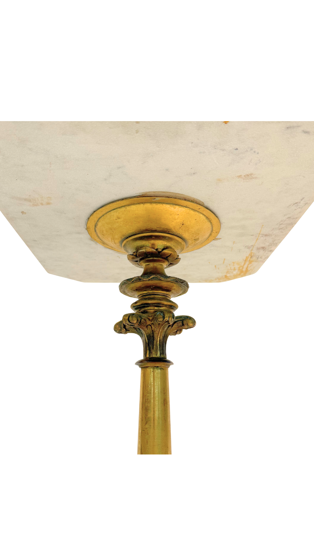 Pair of French Bistro Marble-Top Gueridons with Gilt Bases