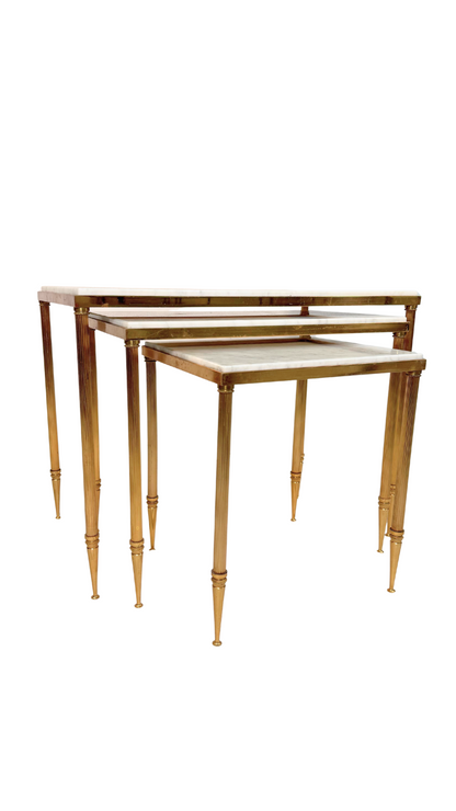 French Brass & Marble Nesting Tables