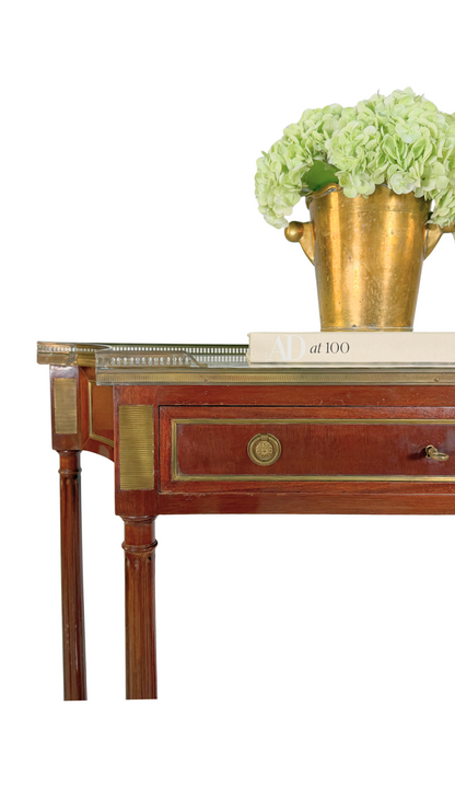 French Louis XVI Style Mahogany & Marble Console Table