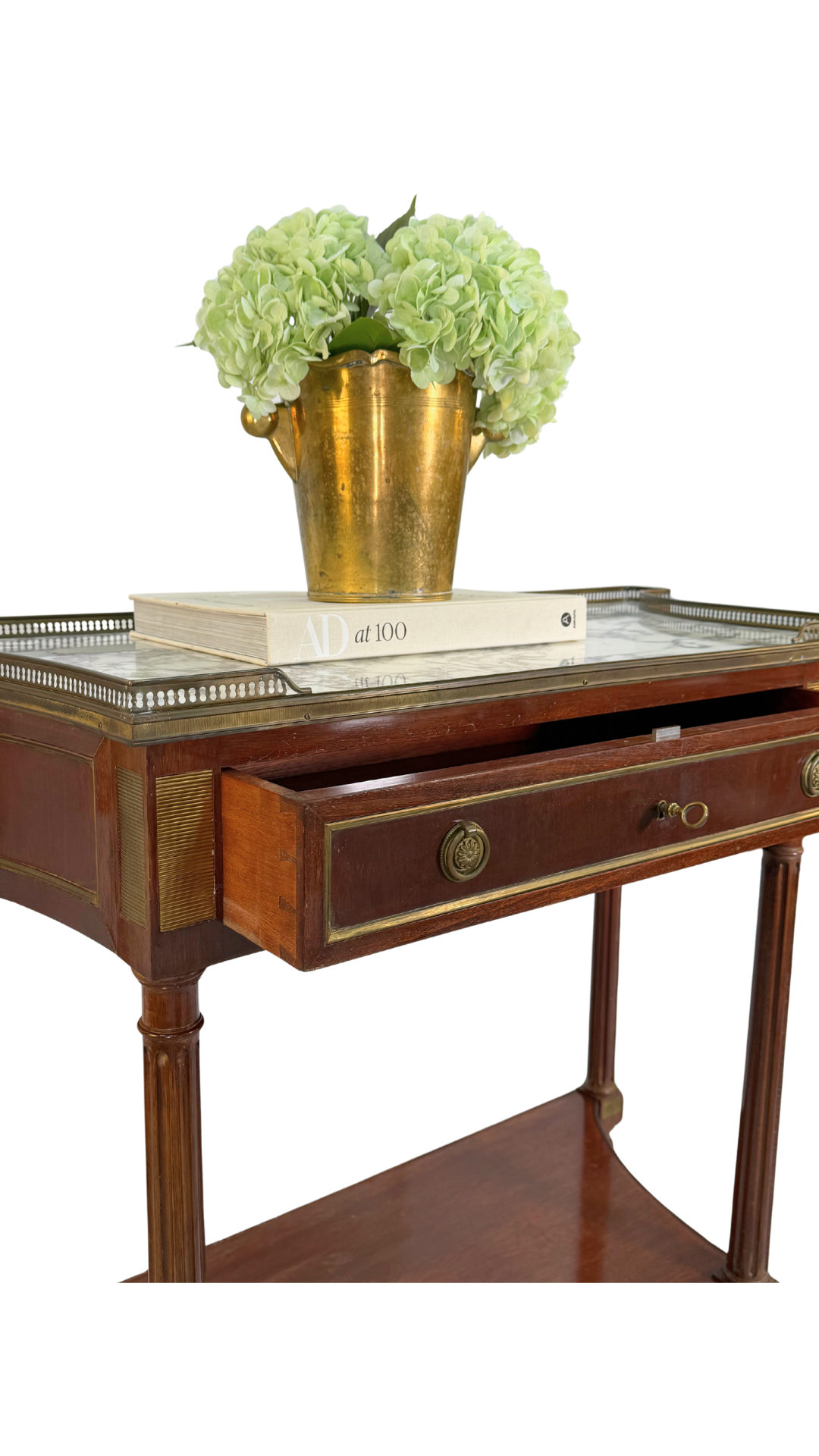 French Louis XVI Style Mahogany & Marble Console Table