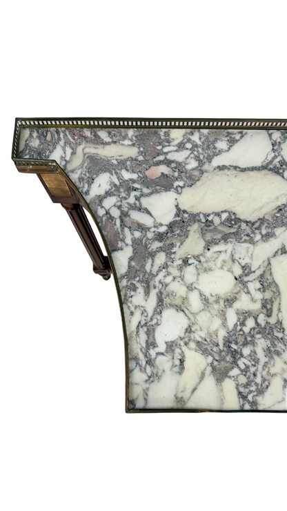 French Louis XVI Style Mahogany & Marble Console Table