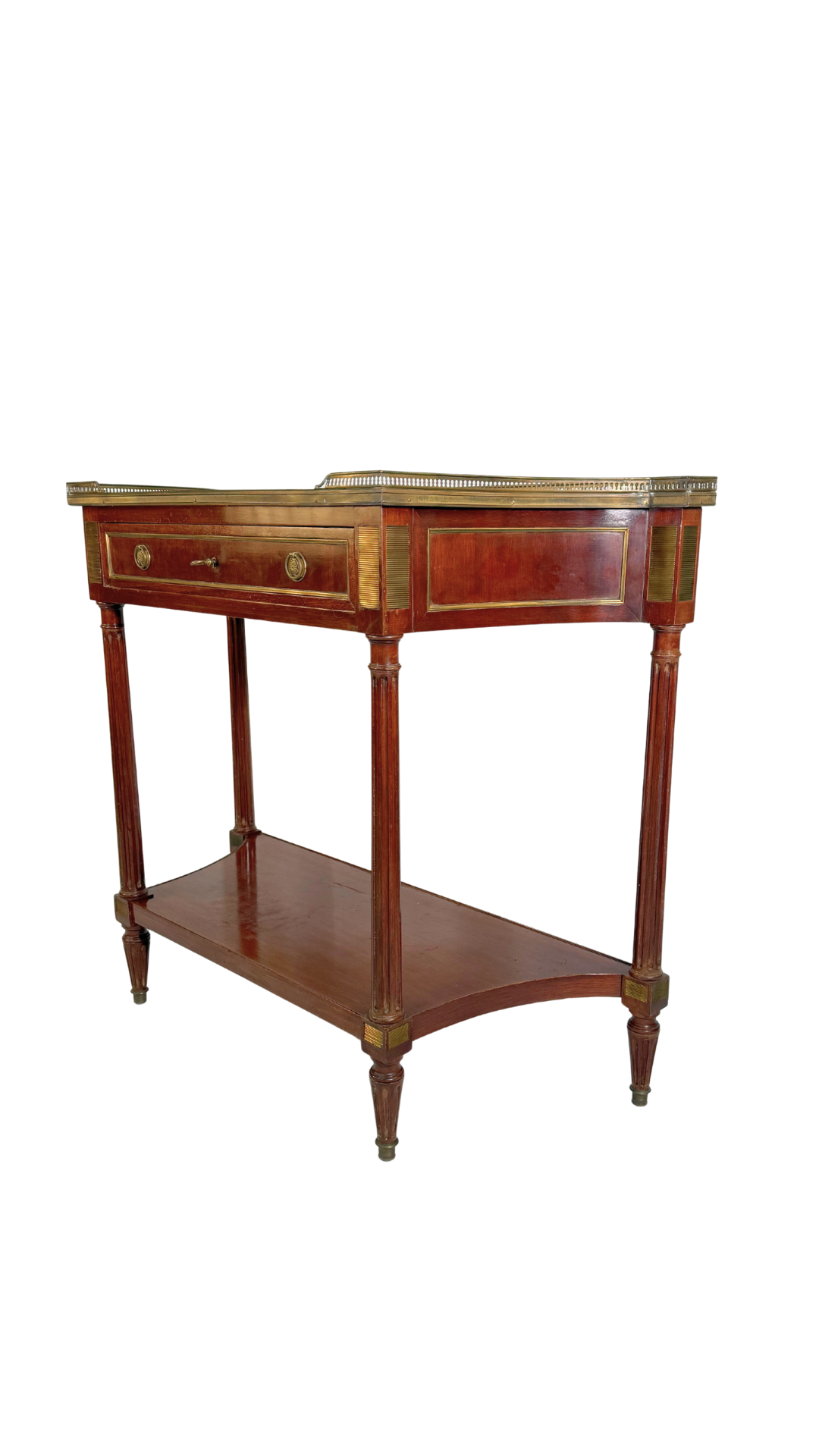 French Louis XVI Style Mahogany & Marble Console Table