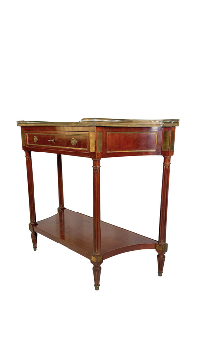 French Louis XVI Style Mahogany & Marble Console Table