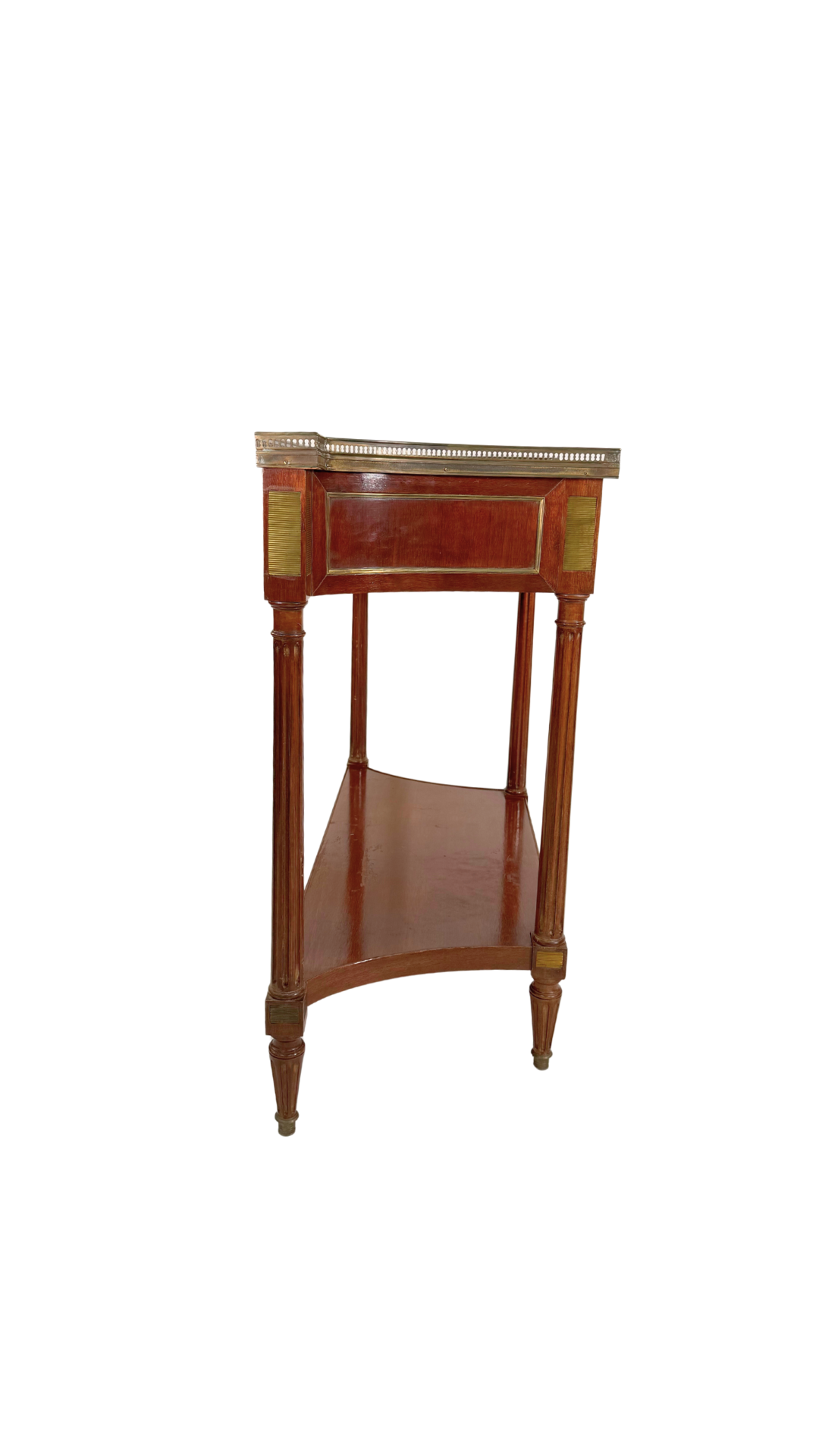 French Louis XVI Style Mahogany & Marble Console Table