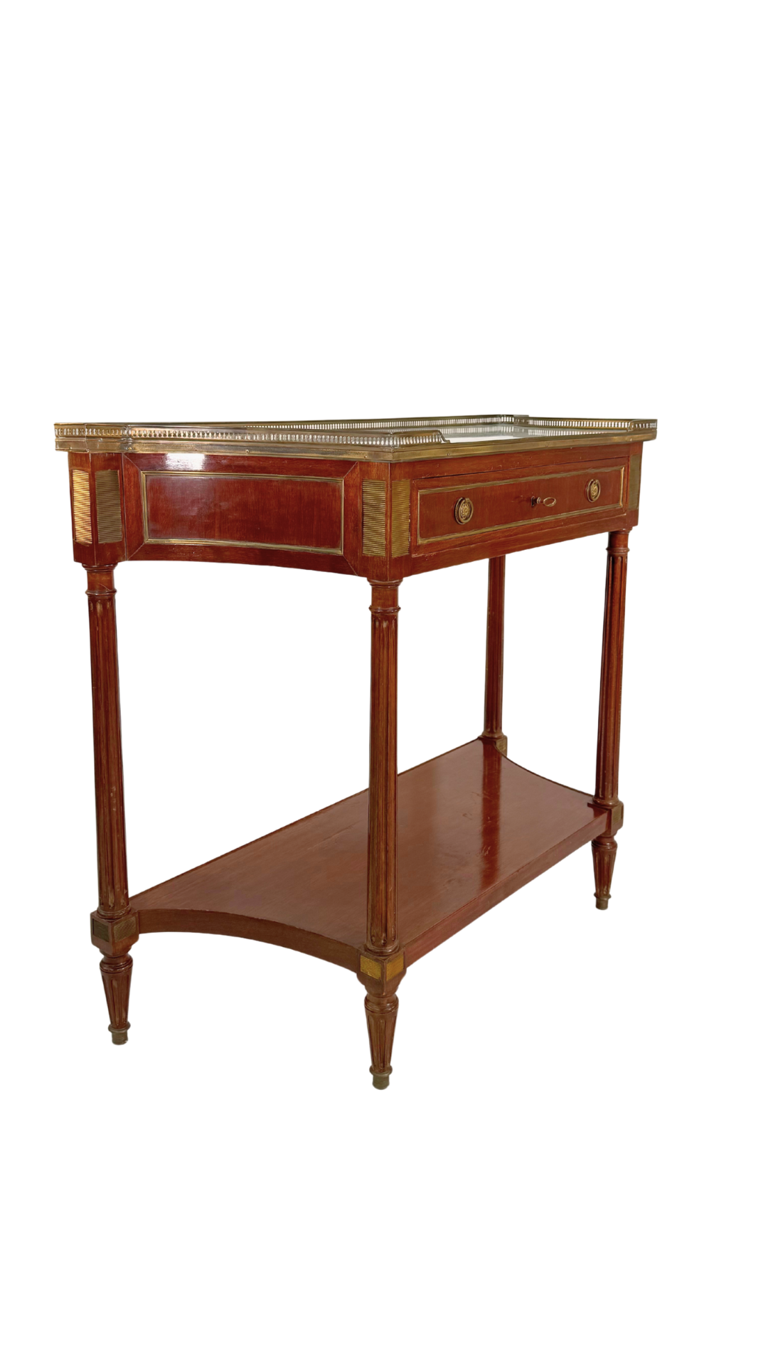 French Louis XVI Style Mahogany & Marble Console Table