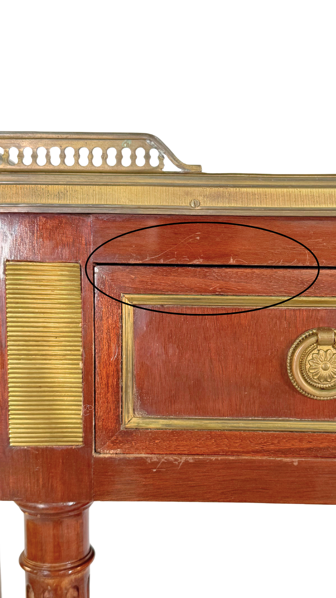 French Louis XVI Style Mahogany & Marble Console Table