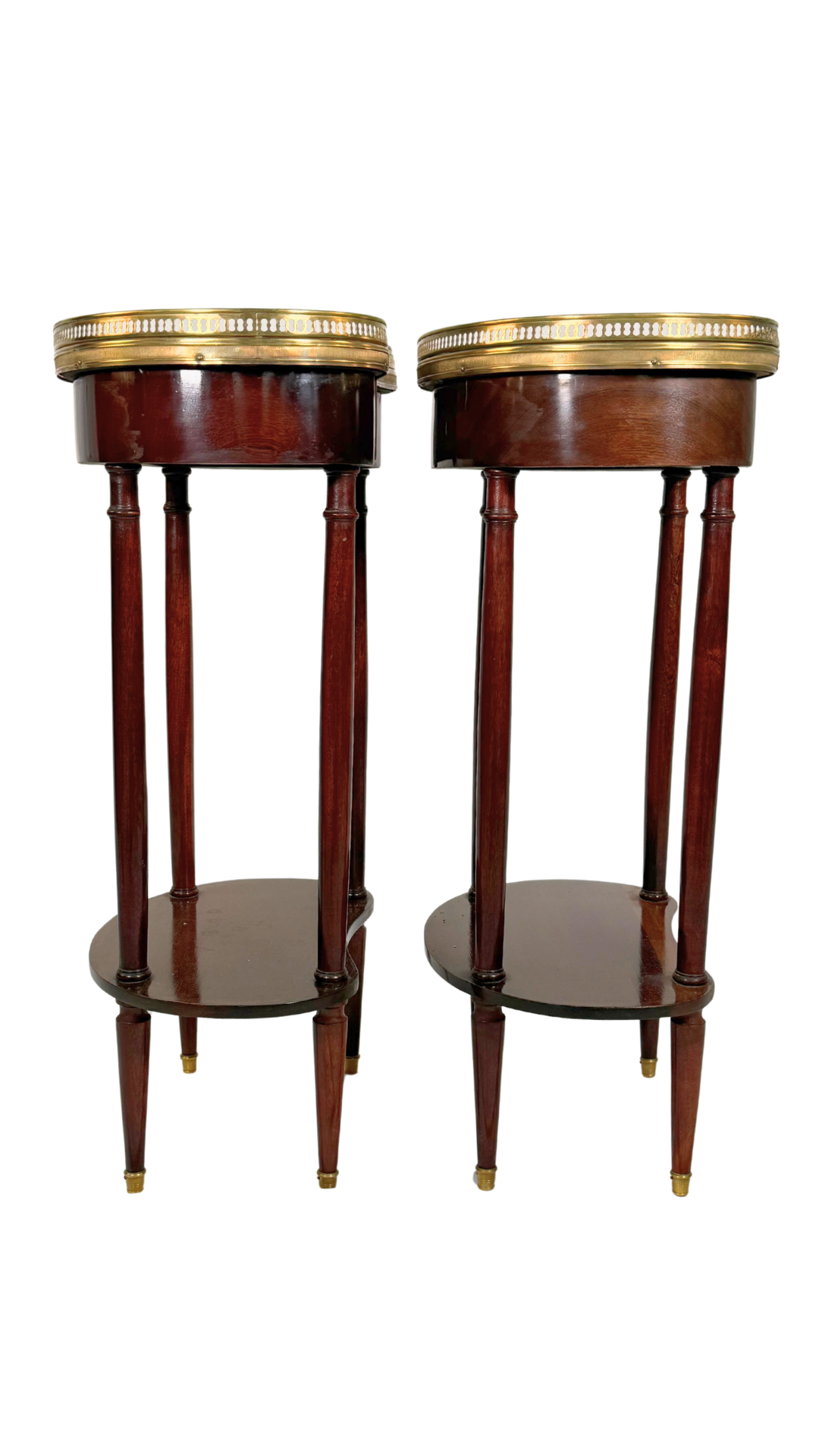 Pair of French Kidney-Shaped Marble Top Side Tables