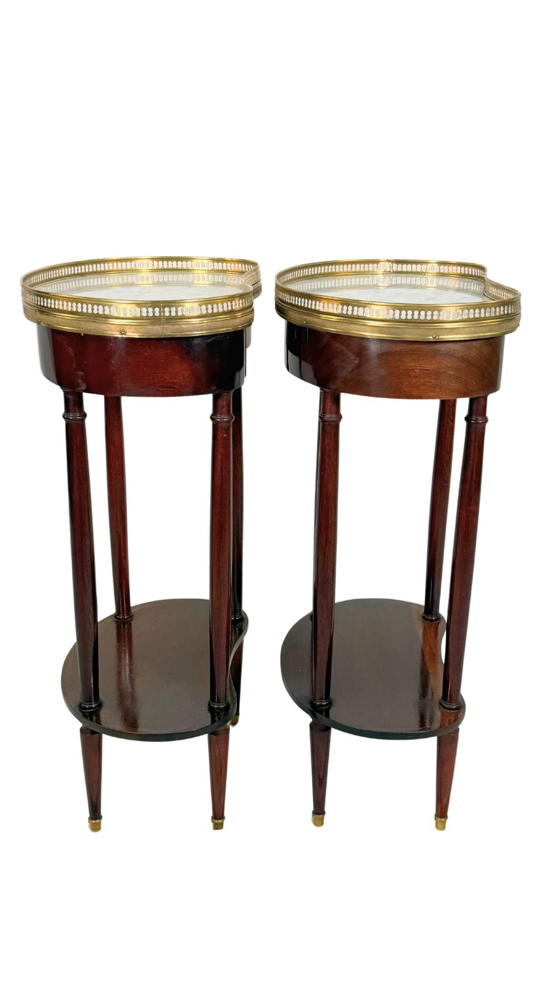 Pair of French Kidney-Shaped Marble Top Side Tables