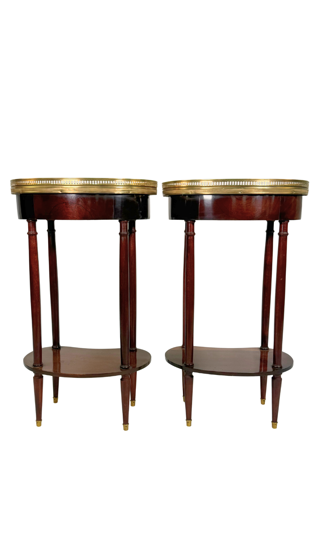 Pair of French Kidney-Shaped Marble Top Side Tables