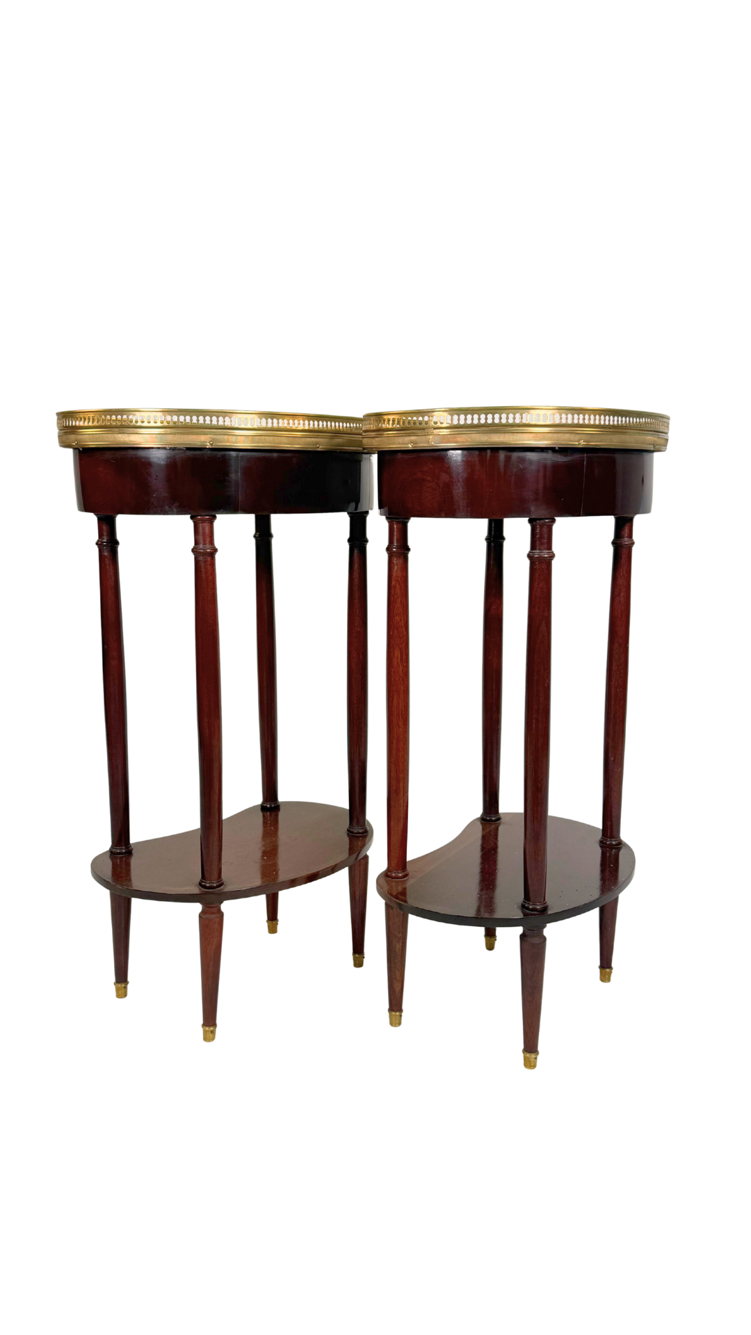 Pair of French Kidney-Shaped Marble Top Side Tables